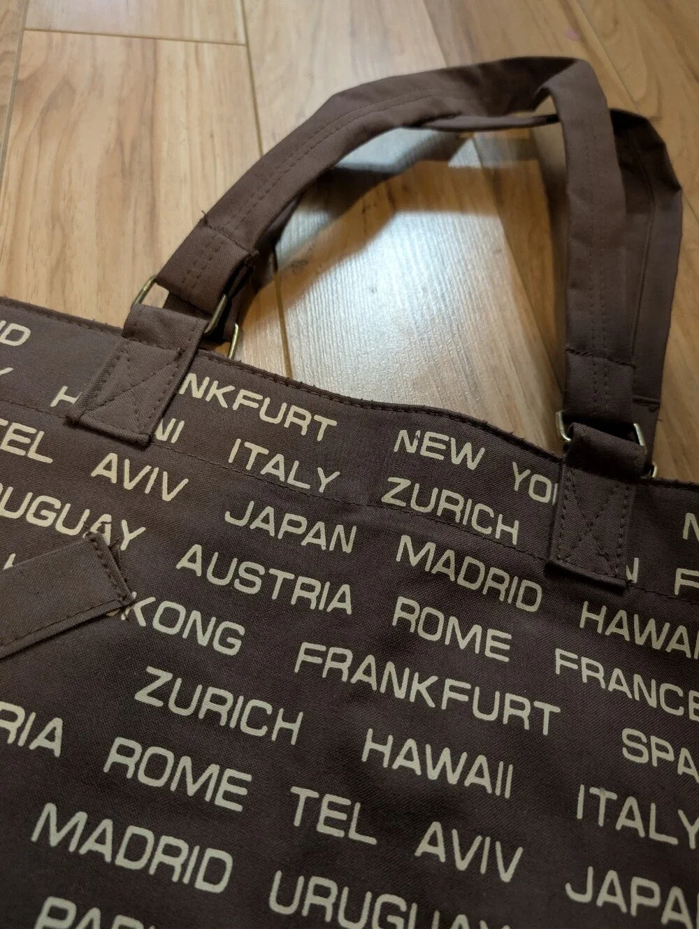 Vtg 1970s International Destinations Canvas Travel Tote Bag 